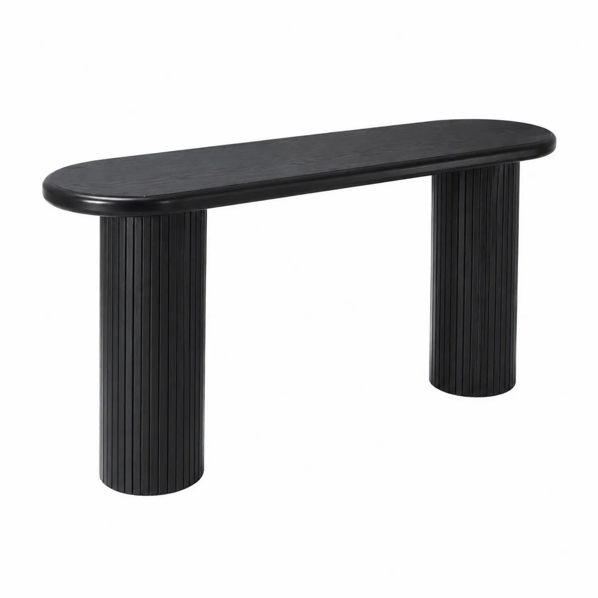 Console ovale en bois noir
