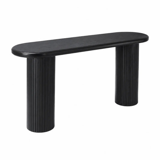 Console ovale en bois noir