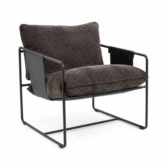 Fauteuil en tissu et métal brun