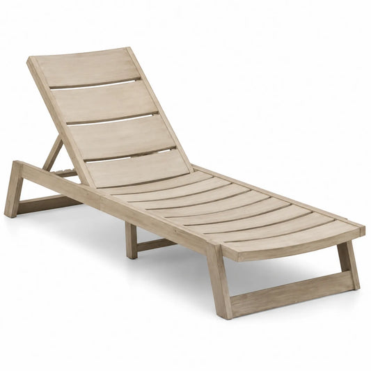 Transat de Jardin en Bois de Teck Réglable Beige