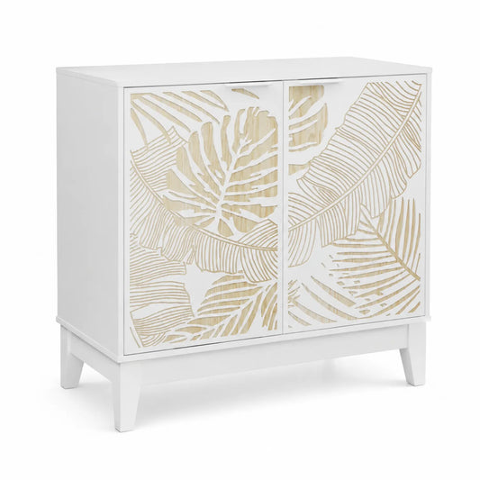 Buffet en Bois MDF avec Décorations Feuillagées, 80x35x80 cm