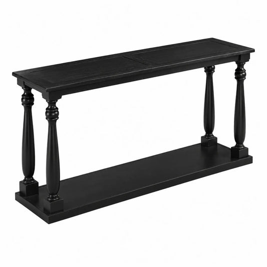 Console en bois noire avec pieds décoratifs 120x30x75 cm