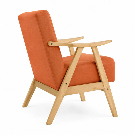 Fauteuil en bois et polyester orange